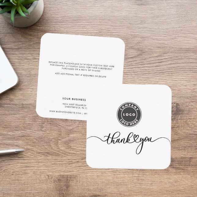 Simple Company Logo Script Business Thank You Card (Simple Company Logo Script Business Thank You Note Card)
