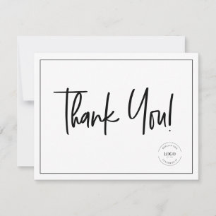 Simple Company Logo Social Black White  Thank You Card