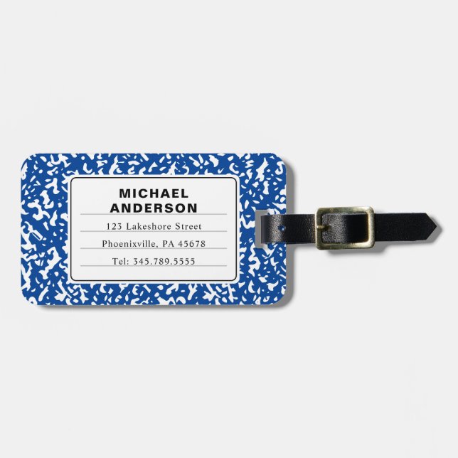 Simple Composition Blue And White Notebook Luggage Tag (Front Horizontal)