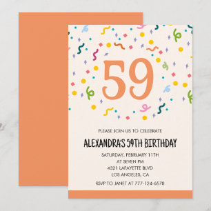 Simple Confetti 59th birthday invitations Modern