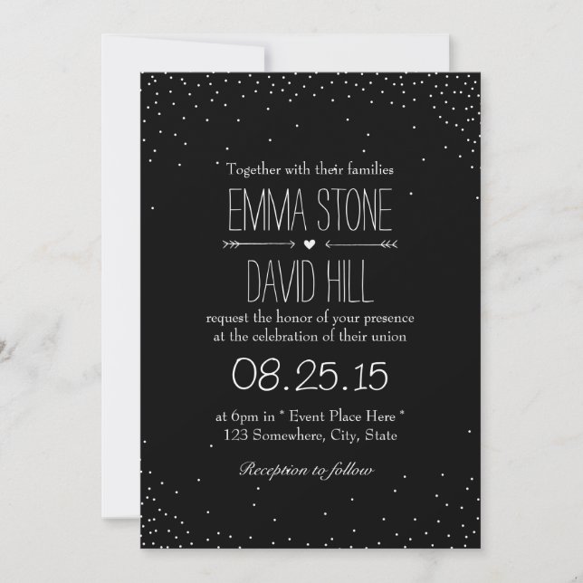 Simple Confetti Dots Wedding Invitations (Front)