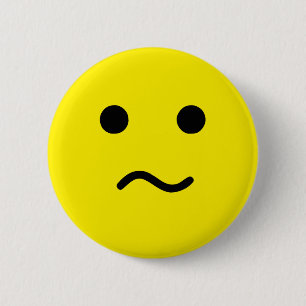 Simple Confused Meh Yellow Face 6 Cm Round Badge