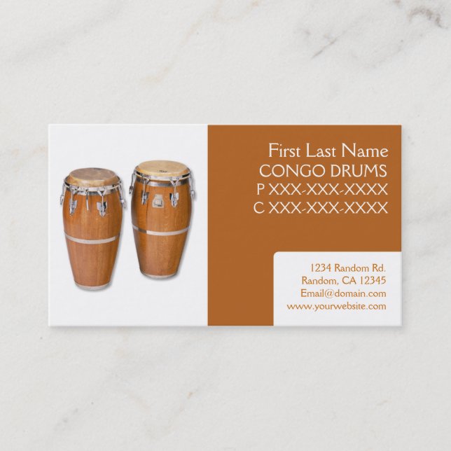 Simple congo drums music business cards (Front)
