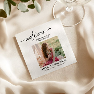simple Congrats Grad, Photo Graduation Party Napkin