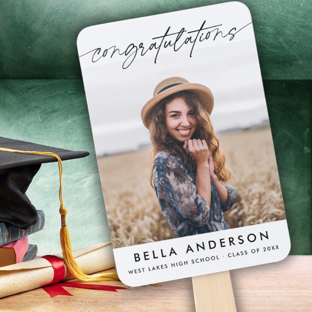 Simple Congratulations Graduation Script Photo  Hand Fan (Creator Uploaded)