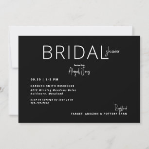 Simple Contemporary B/W Bridal Shower Invitation