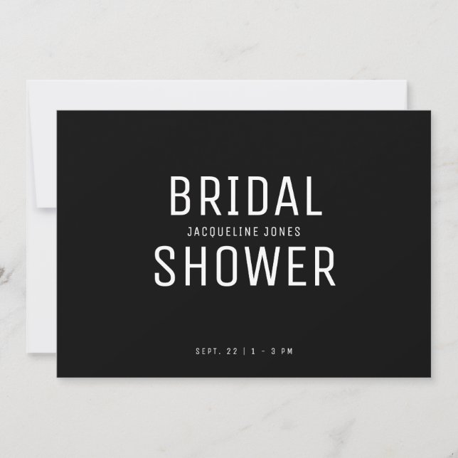 Simple Contemporary B/W Bridal Shower Invitation (Front)