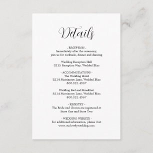 Simple Contemporary Black and White Modern Wedding Enclosure Card
