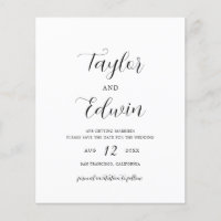 Simple Contemporary Budget Wedding Save The Date