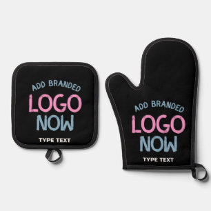 SIMPLE CONTEMPORARY CLEAN BLACK FASHIONABLE CLIENT OVEN MITT & POT HOLDER SET