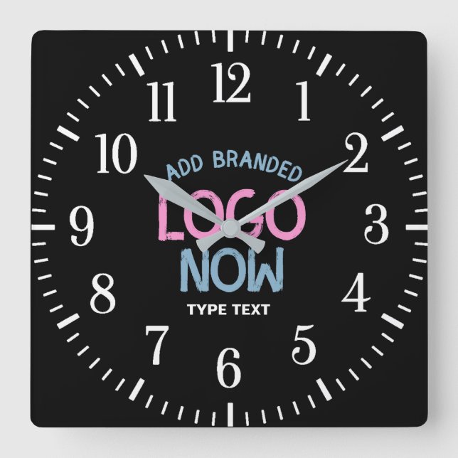 SIMPLE CONTEMPORARY CLEAN BLACK FASHIONABLE CLIENT SQUARE WALL CLOCK (Front)