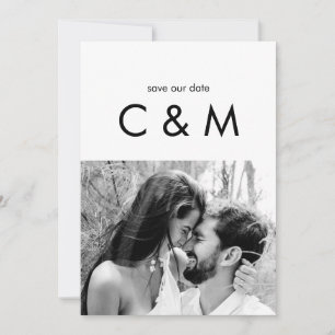 Simple Contemporary Couple Photo B/W Save our Date Save The Date
