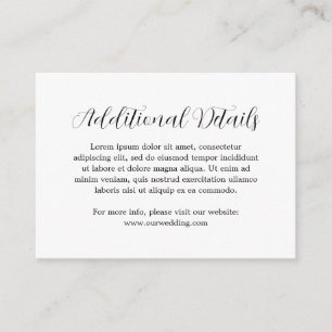 Simple Contemporary Details Modern Wedding Enclosure Card