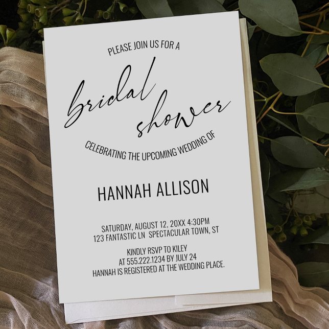 Simple, Contemporary Handwriting Bridal Shower Invitation (Creator Uploaded)