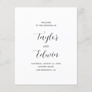 Simple Contemporary Modern Budget Wedding Program Flyer