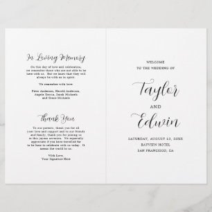 Simple Contemporary Modern Folded Wedding Program