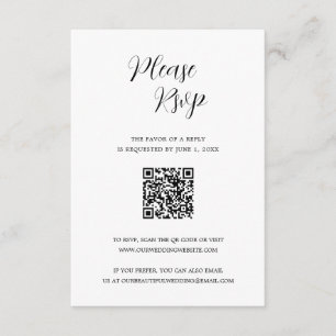 Simple Contemporary Modern QR Code Wedding RSVP Card