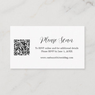 Simple Contemporary RSVP Modern QR Code Wedding Enclosure Card
