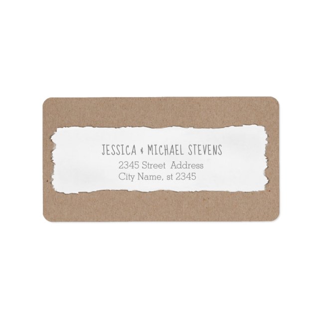 Simple contemporary torn paper cardboard label (Front)
