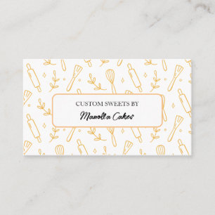 Simple cooking baking utensils pattern baker business card