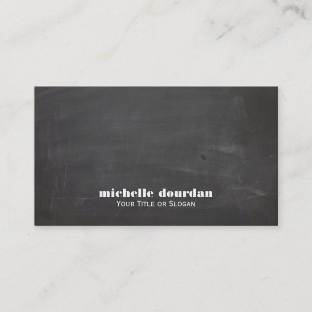 Simple Cool Chalkboard Rustic Unique Black Business Card (Front)