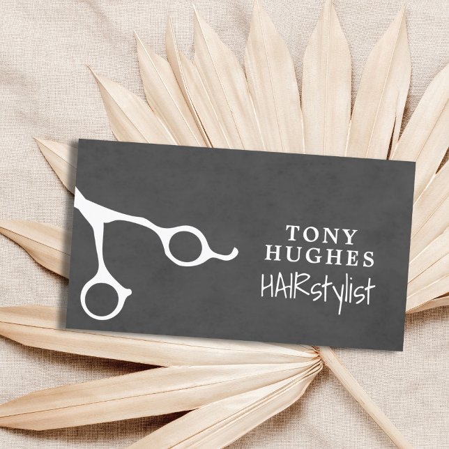 Simple Cool Grey White Hair Stylist Business Card (Creator Uploaded)