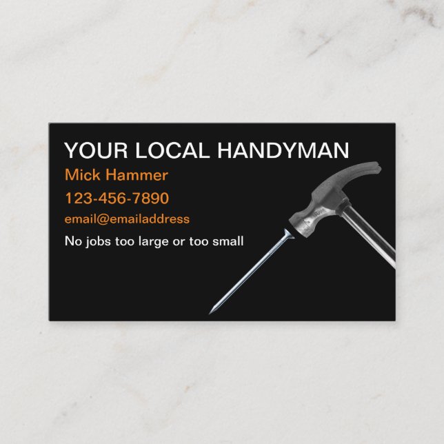 Simple Cool Handyman Home Maintenance  Business Card (Front)
