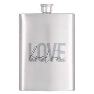 Simple, cool, modern, urban design of Love Boston Hip Flask