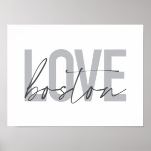 Simple, cool, modern, urban design of Love Boston Poster