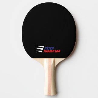 Simple cool red and blue name on black ping pong paddle