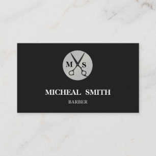 Simple Cool Retro Vintage Barber Monogram Scissors Business Card