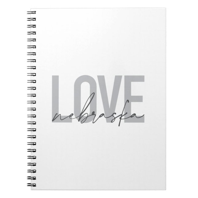 Simple, cool, urban modern design of Love Nebraska Notebook (Front)