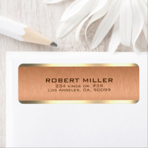 Simple Copper-Brown Metallic Texture Gold Border