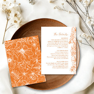 Simple Copper Floral Garden Wedding Details Enclosure Card