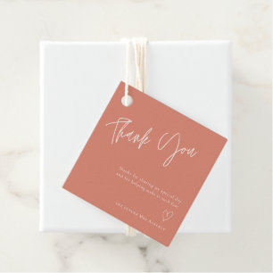 Simple Coral Bridal Shower Thank You Favour Tags