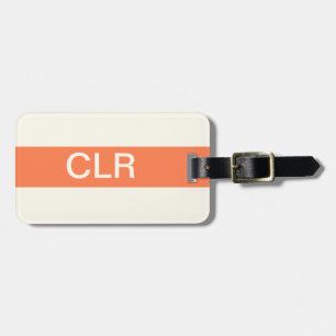 Simple Coral Ivory Monogram Initials Luggage Tag
