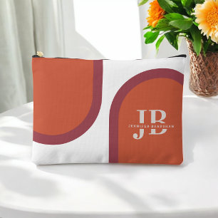 Simple Coral Magenta Pink Arch with Monogram Accessory Pouch