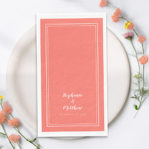 Simple Coral Modern Minimalist Wedding Dinner Napkin
