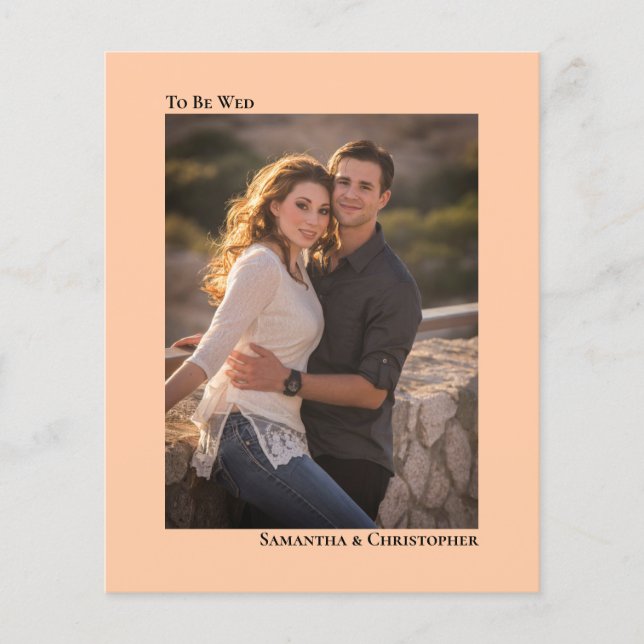 Simple Coral Peach BUDGET Wedding Photo Invitation (Front)