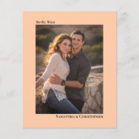 Simple Coral Peach BUDGET Wedding Photo Invitation