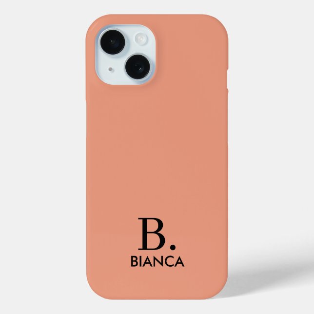 Simple coral pink minimalist monogram Case-Mate iPhone case (Back)
