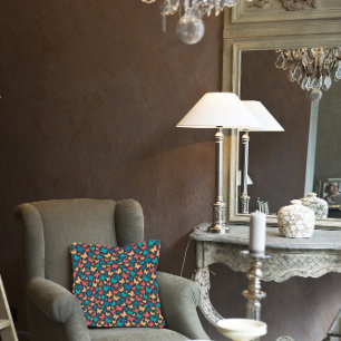 Simple coral turguoise grey Butterfly pattern Cushion