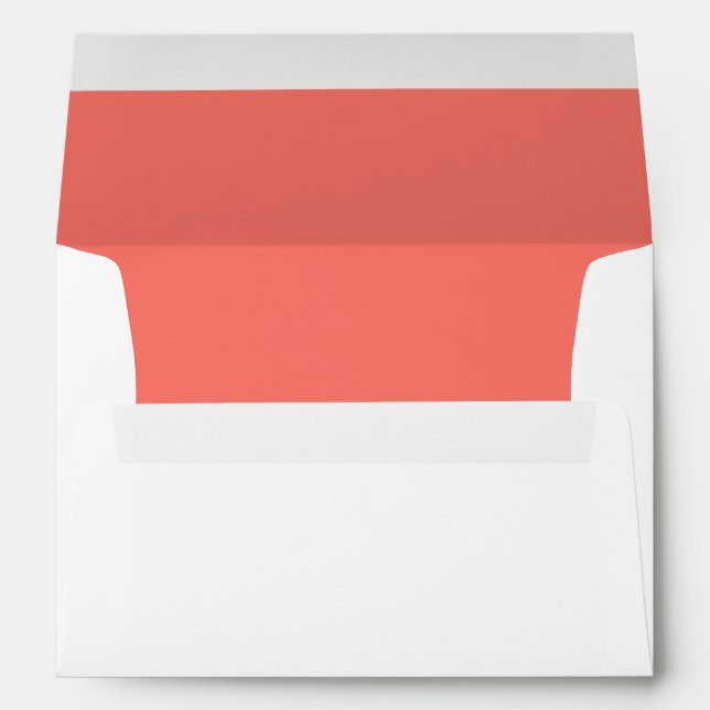 Simple Coral & White Wedding Modern Minimalist Envelope (Back (Bottom))
