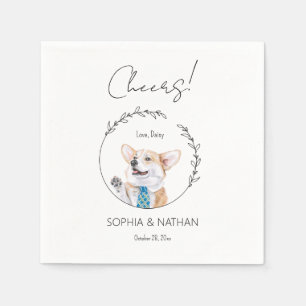 Simple Corgi Dog Wedding Cocktail Napkins
