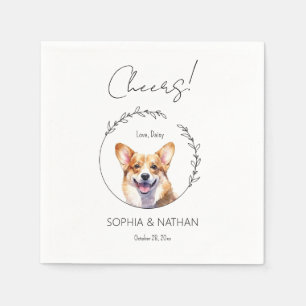 Simple Corgi Dog Wedding Cocktail Napkins