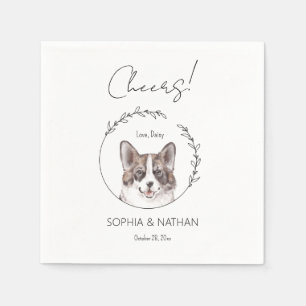 Simple Corgi Dog Wedding Cocktail Napkins
