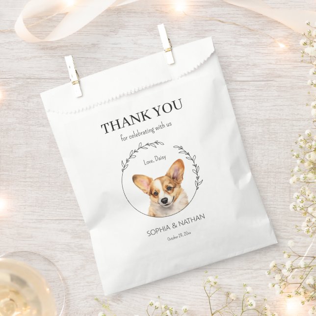 Simple Corgi Dog Wedding Thank You Favour Bag (Clipped)