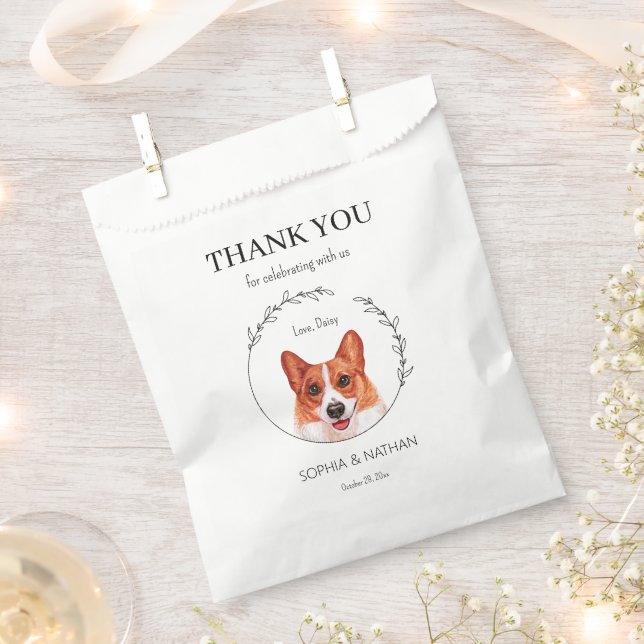 Simple Corgi Dog Wedding Thank You Favour Bag (Clipped)