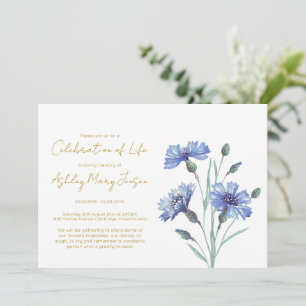Simple Cornflower Celebration of Life Invitation