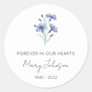 Simple Cornflower Memorial  Classic Round Sticker